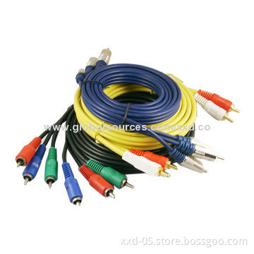 Gold Plated Audio Video Cable, 3 RCA to 3RCA M/M with Factory PriceNew